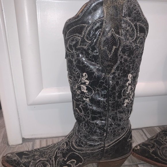 Corral Boots Black Vintage Lizard Overlay C2108 - Picture 4 of 8